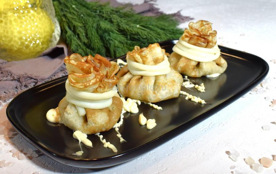 Блины с картофелем, шалотом, укропом