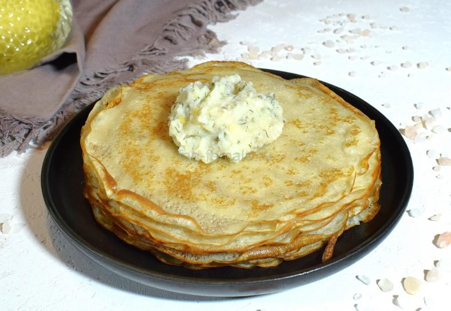 Приготовление блинных мешочков с картофельным пюре, шалотом и укропом, шаг 7
