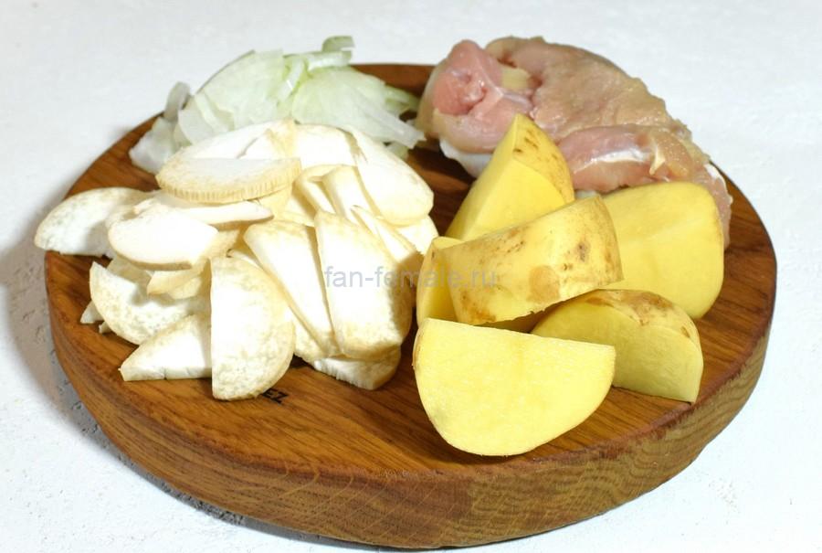 Приготовление курицы с картофелем и эрингами, шаг 1 Приготовление курицы с картофелем и эрингами, шаг 1
