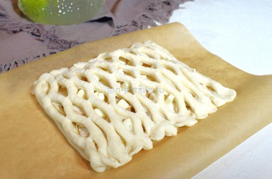 Приготовление слойки с эрингами, моцареллой, майонезом, шаг 7