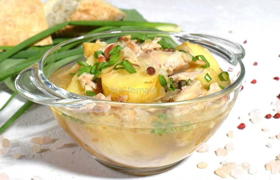 Тушеная курица с картофелем и эрингами