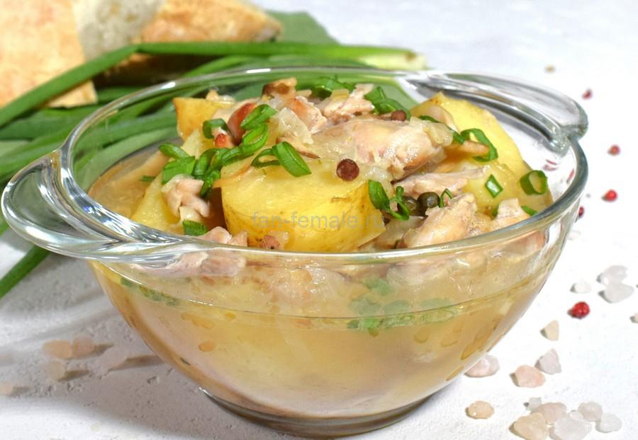 Тушеная курица с картофелем и эрингами