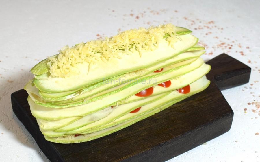 Приготовление печеного кабачка с сыром и черри, шаг 7