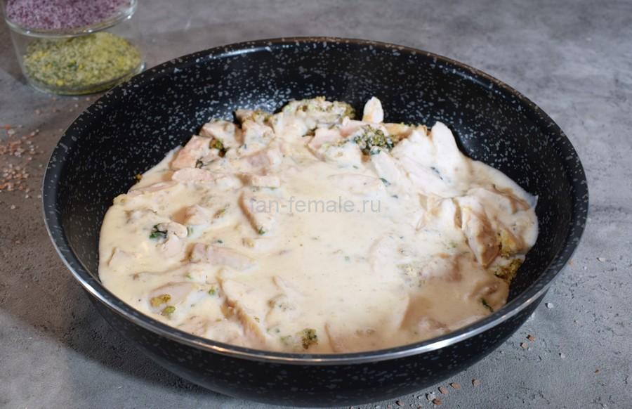 Приготовление курицы с грецкими орехами, кинзой, чесноком в бешамели, шаг 5