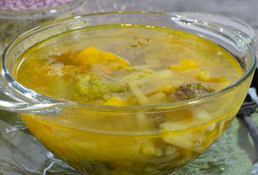Щи с цветной капустой, говядиной, свининой